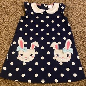 Nyla Baby Size 3T Navy Polka Dot Dress with Bunny Pockets